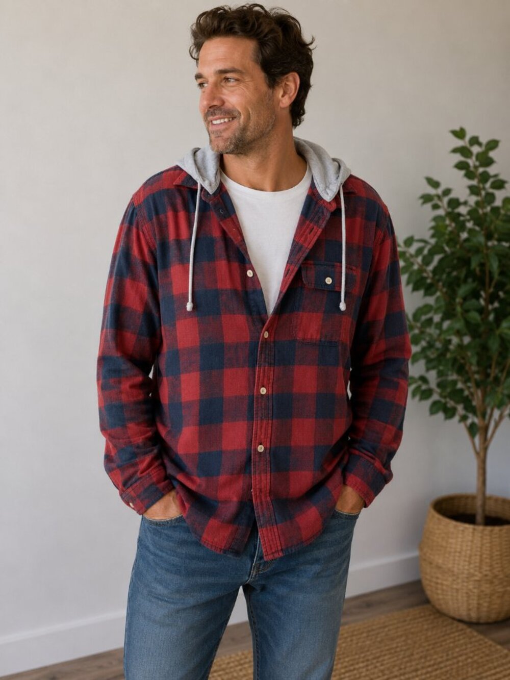 Men's American Eagle Hooded Flannel